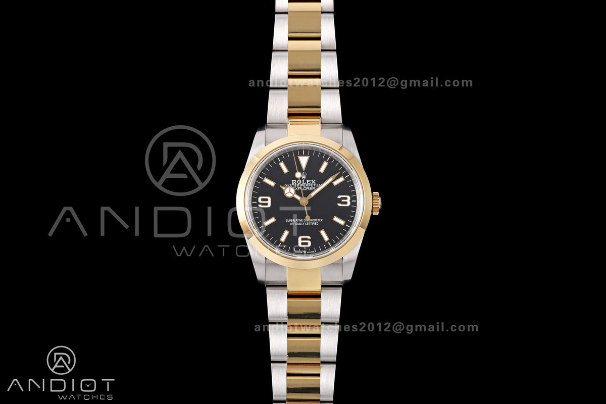 Explorer 36 124273 904L QF Best Edition Black Dial On SS/YG Bracelet SH3230 (Free Sprung)